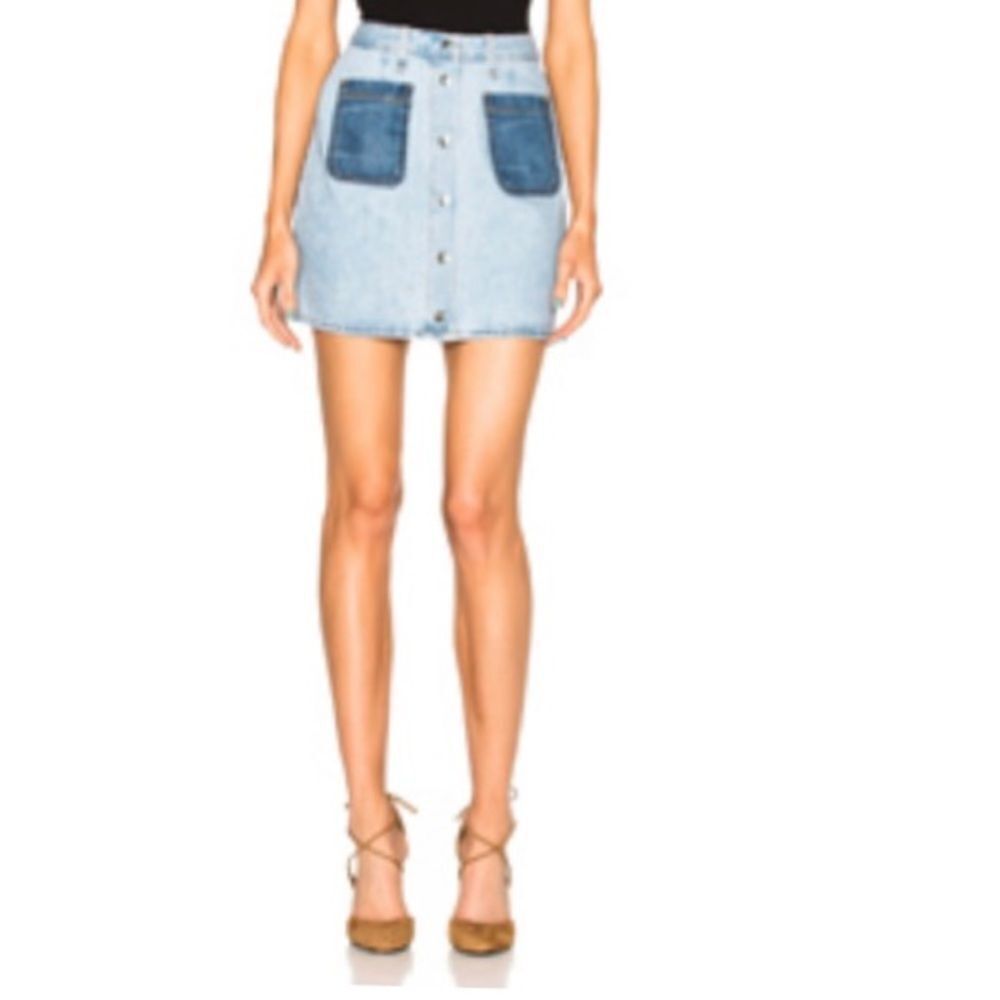 Rag & Bone 70s Denim Mini Skirt Patch Pocket Santa Cruz Pocket Snap Jean 26 4